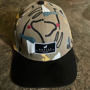 REFILL NEW YORK Baseball Adjustable cap/hat,abstract paint,brown with black brim